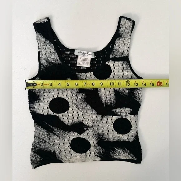 Christian Dior Boutique Galliano Era Crop Knit Painted Perforated Tank Art 10 - Picture 9 of 10